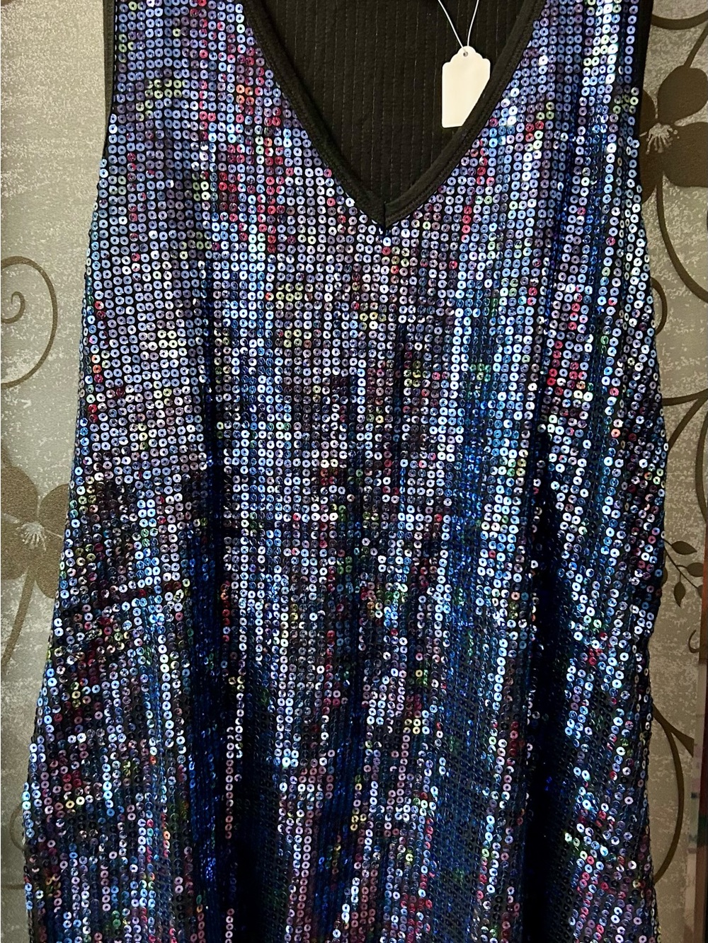 DKNY Navy Blue Multicolor Sequin sleeveless top